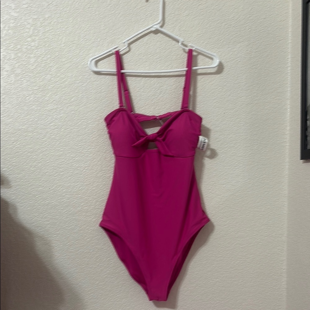 Old Navy Pink V-Neck One Piece with Bow Detail